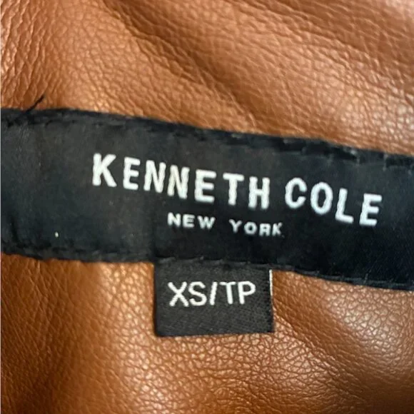 Kenneth Cole Faux Leather Bomber Jacket XS - Picture 3 of 6